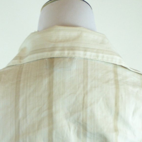 BEBE beige white stripe long sleeve button up shirt top NWT mod 70s vibe S - Picture 5 of 6